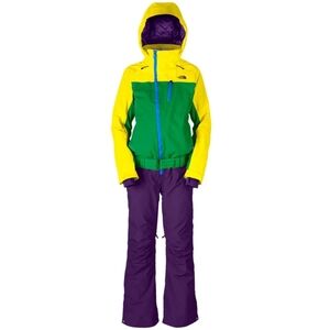 The North Face Brightlights One-Piece Snow Suit, Size Medium, Color Purple/Green
